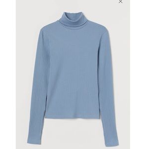Divided Light Blue Ribbed Turtleneck Sweater